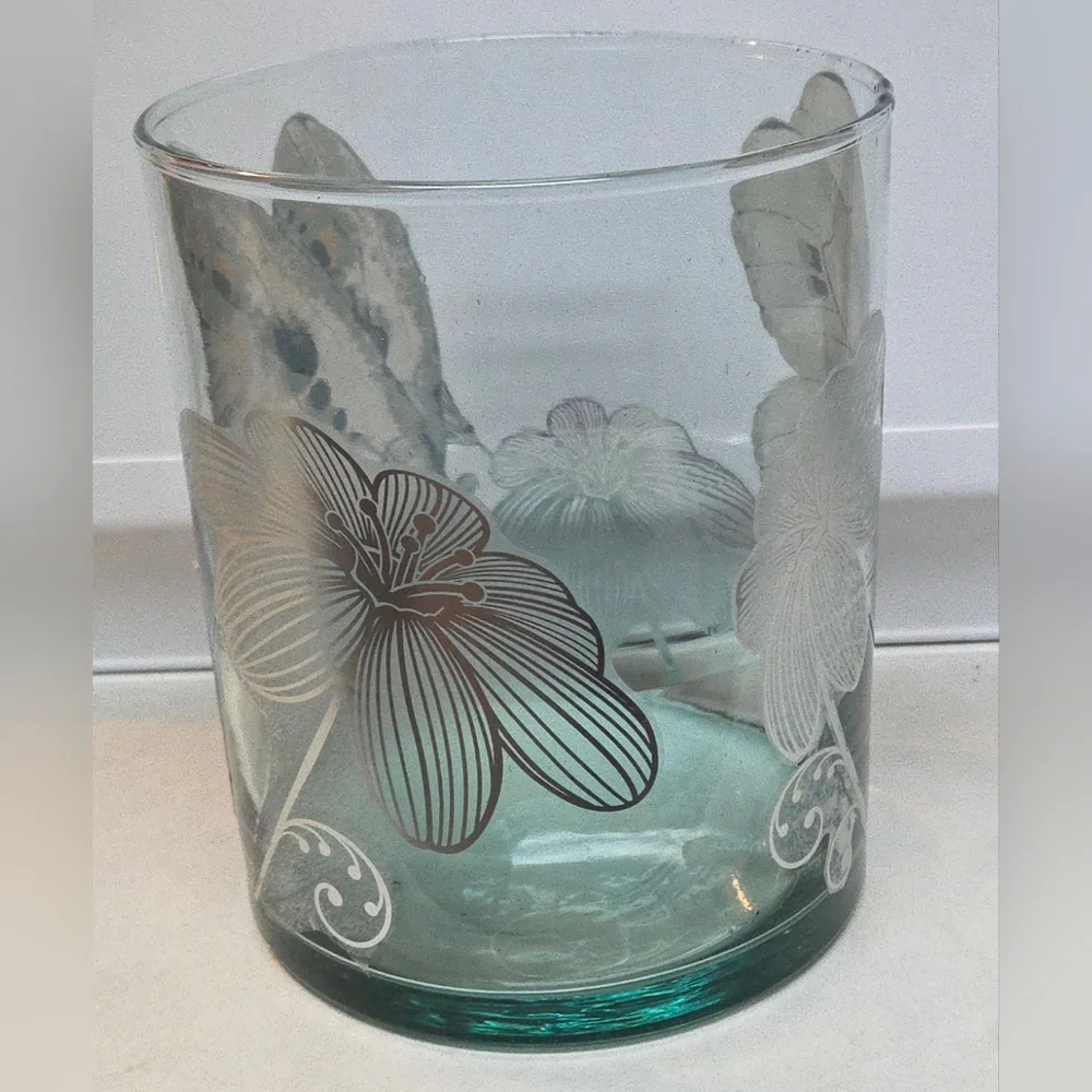 Tinted Glass Butterfly Decal Vase 6